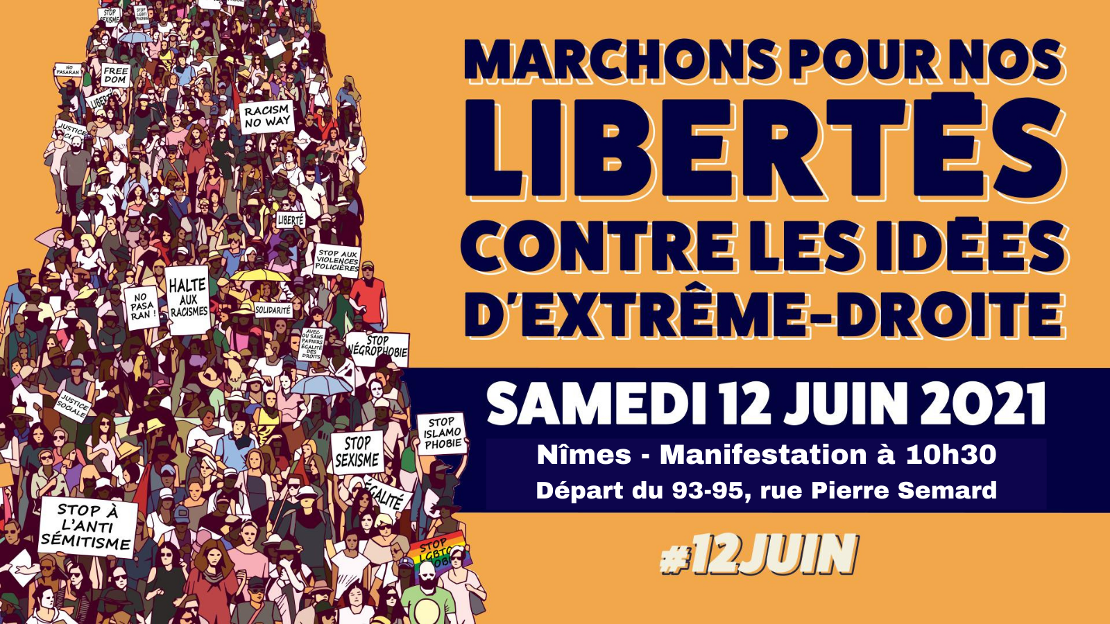 Marchons pour les libertés et contre les idées d’extrême-droite !