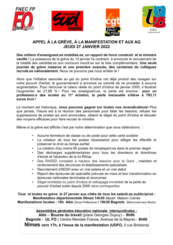 Déclaration D Intention De Grève 1er Degré