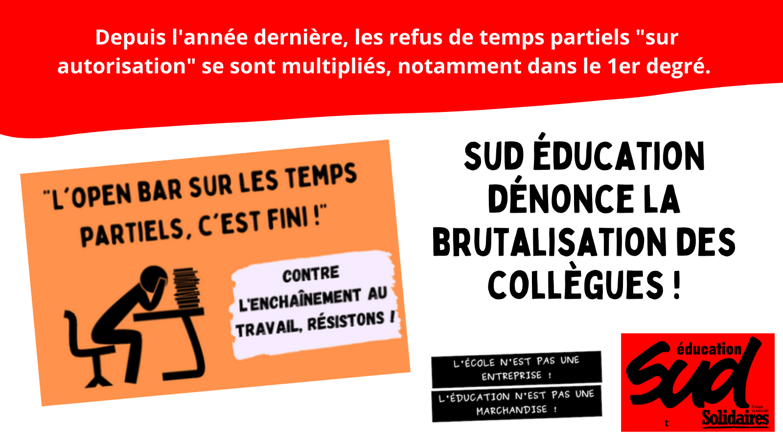 Demandes de temps partiels refusés : SUD éducation Gard-Lozère dénonce la brutalisation des collègues