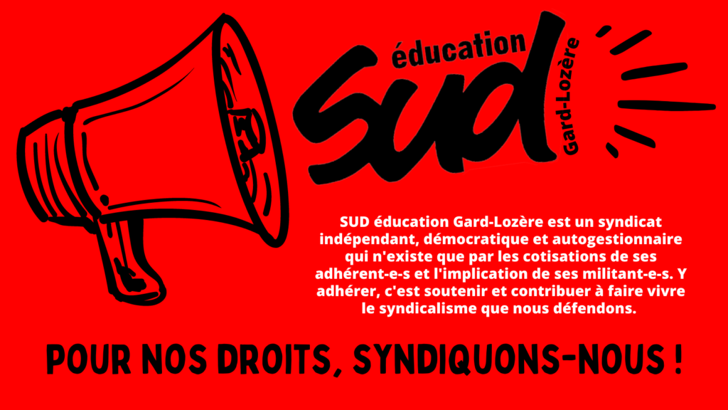 C’est la rentrée : on adhère (ou on réadhère) à SUD éducation Gard-Lozère !