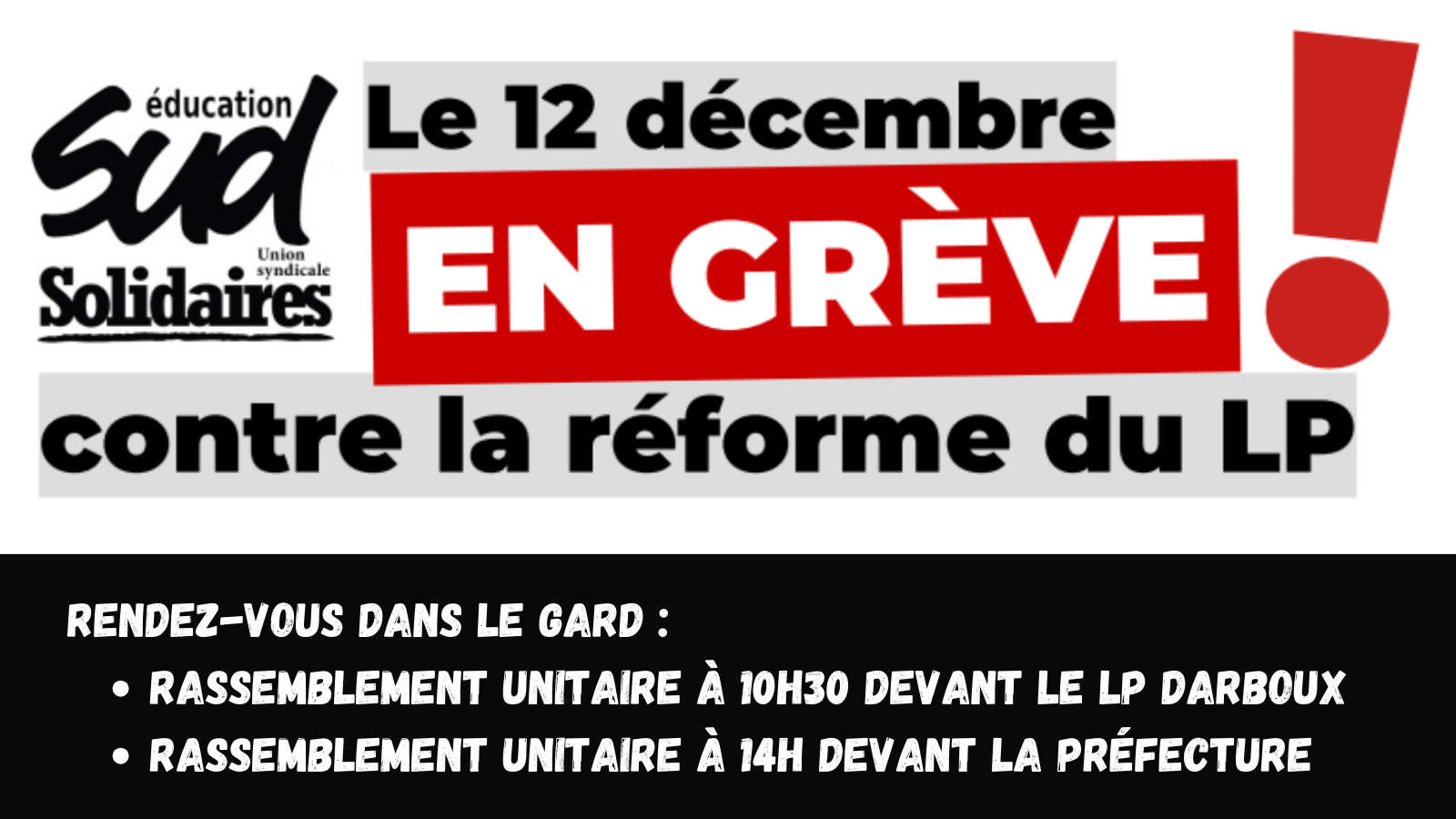 Réforme des lycées professionnels : tous et toutes en grève le 12 décembre !