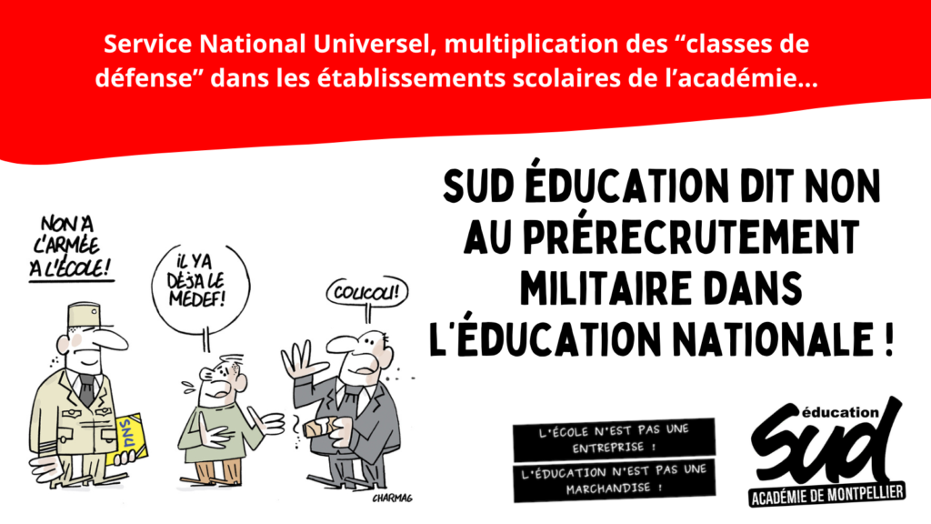 SUD éducation Académie de Montpellier dit NON au prérecrutement militaire dans l’Education nationale