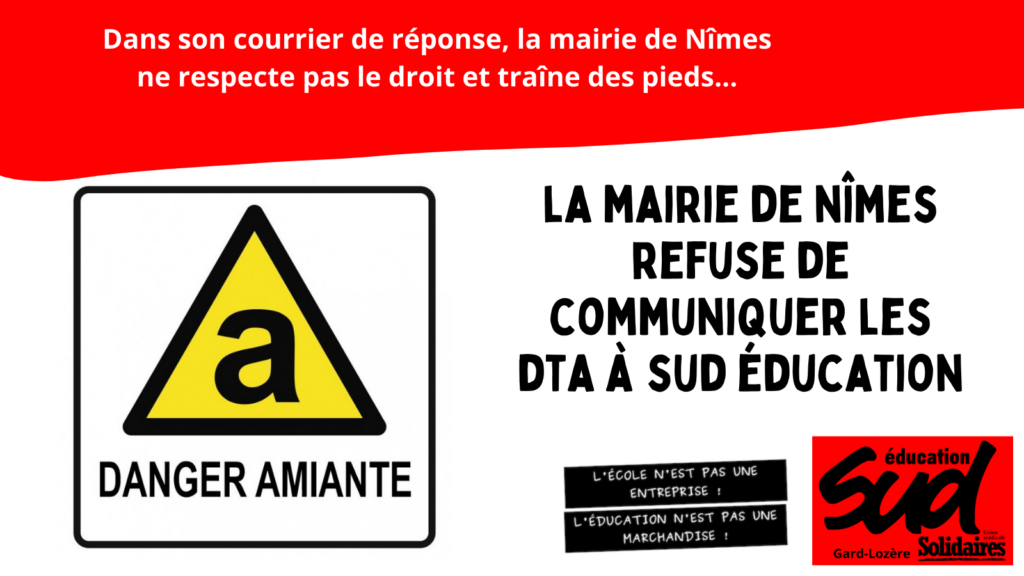 La mairie de Nîmes refuse de communiquer les DTA à SUD éducation
