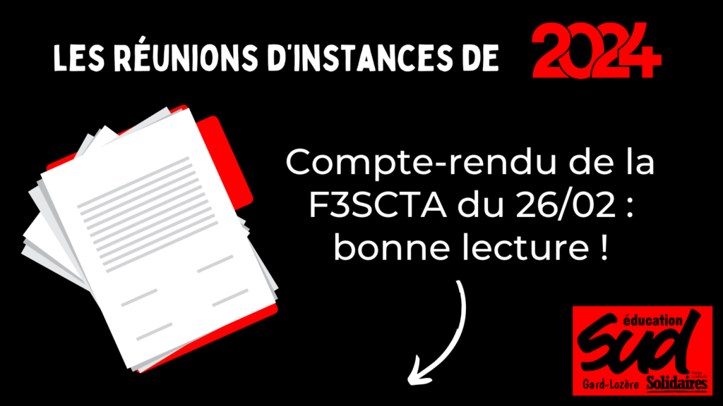 Compte-rendu de la F3SCT académique du 26 février 2024