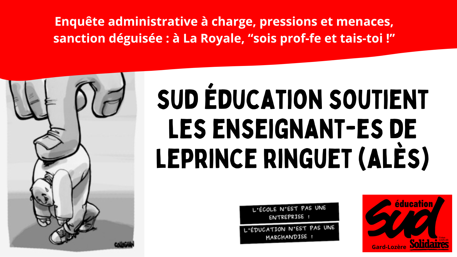 SUD éducation Gard-Lozère soutient les enseignant·es de l’école Leprince Ringuet d’Alès face à l’acharnement de l’administration