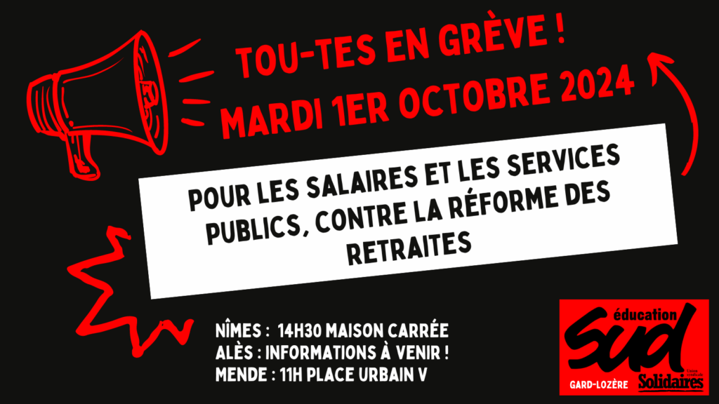 En grève et en manifestation le 1er octobre pour le progrès social !