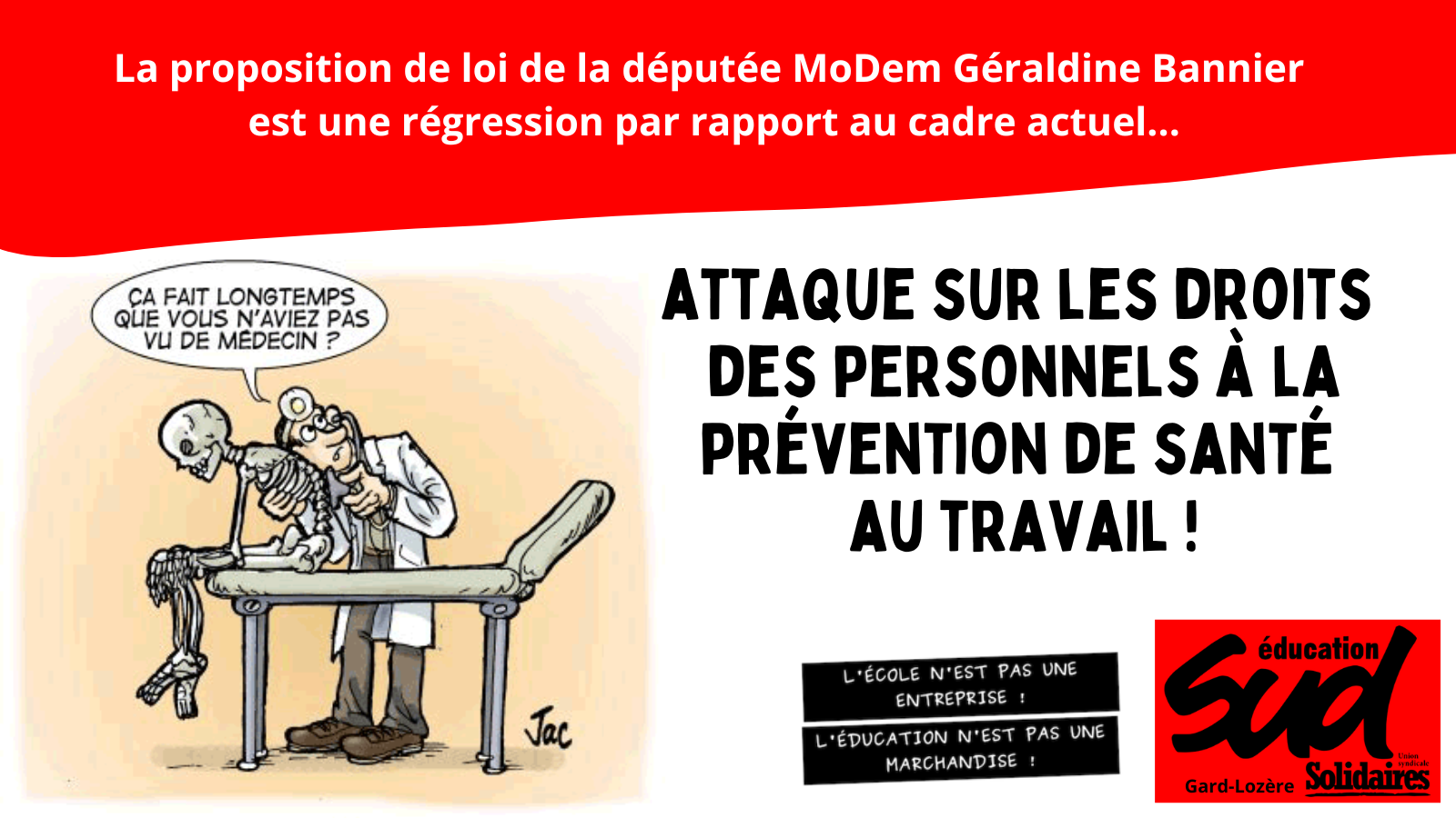 Attaque sur les droits des personnels à la prévention de santé au travail !