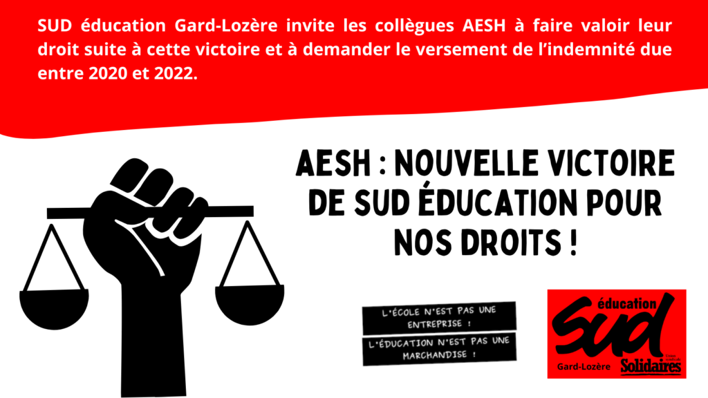 AESH : nouvelle victoire de SUD éducation pour vos droits ! Demandez les arriérés de votre indemnité REP-REP+ !