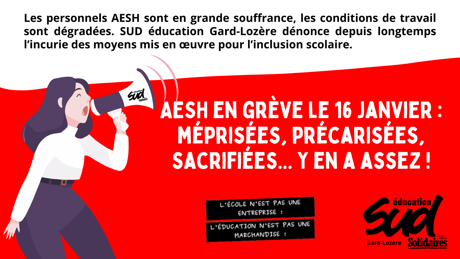 AESH : personnels méprisés, précarisés, sacrifiés !