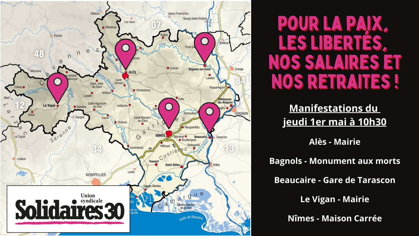 1er mai : manifestons pour la paix, les libertés, nos salaires et nos retraites !