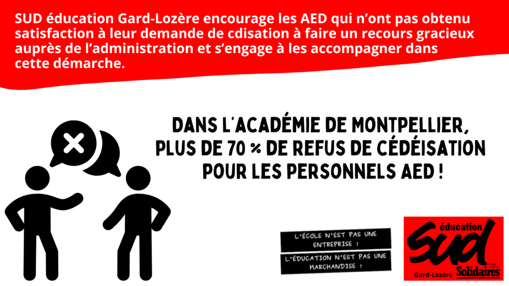Dans l’académie de Montpellier, plus de 70% de refus de cédéisation pour les personnels AED !