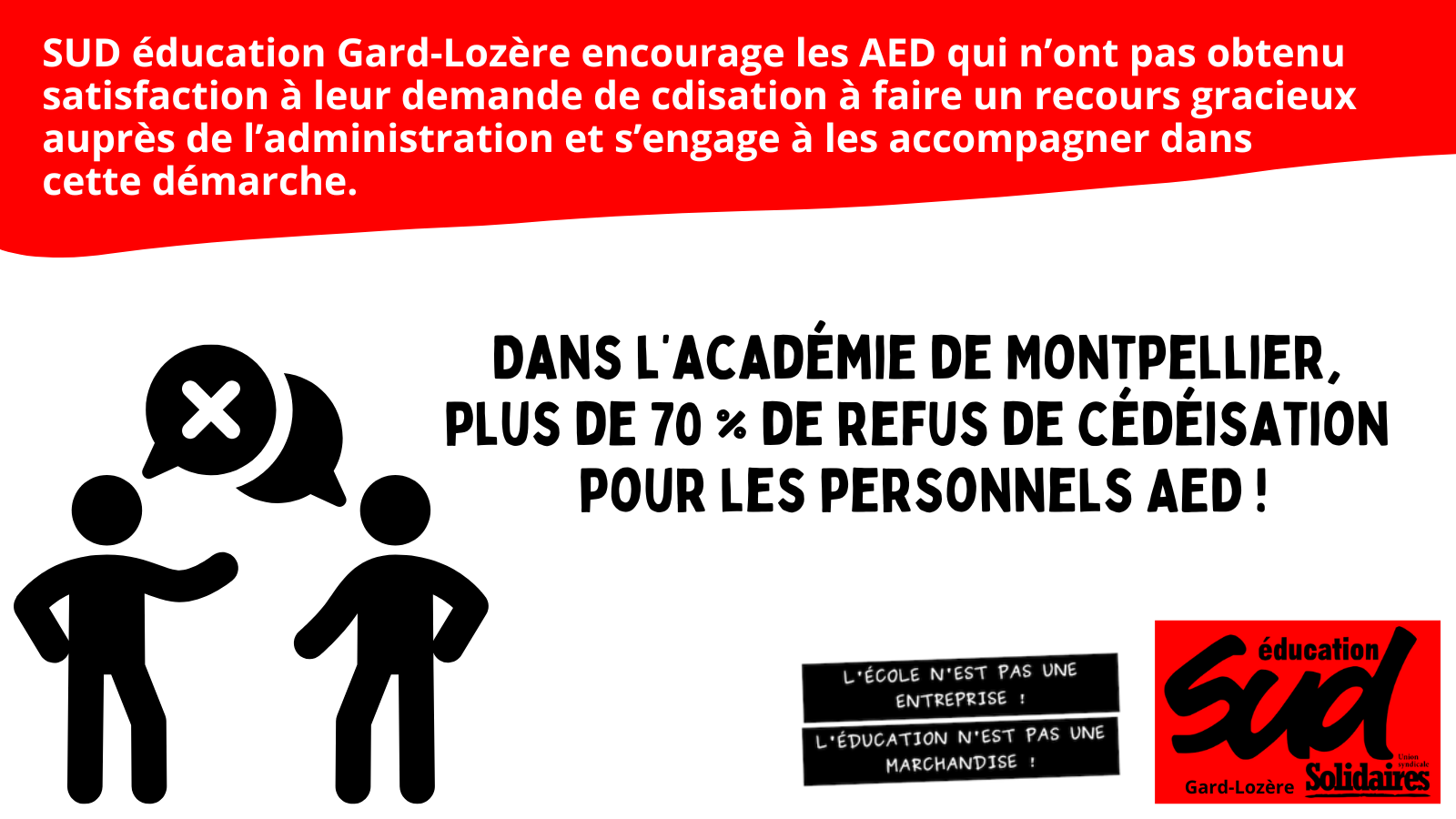 Dans l’académie de Montpellier, plus de 70% de refus de cédéisation pour les personnels AED !
