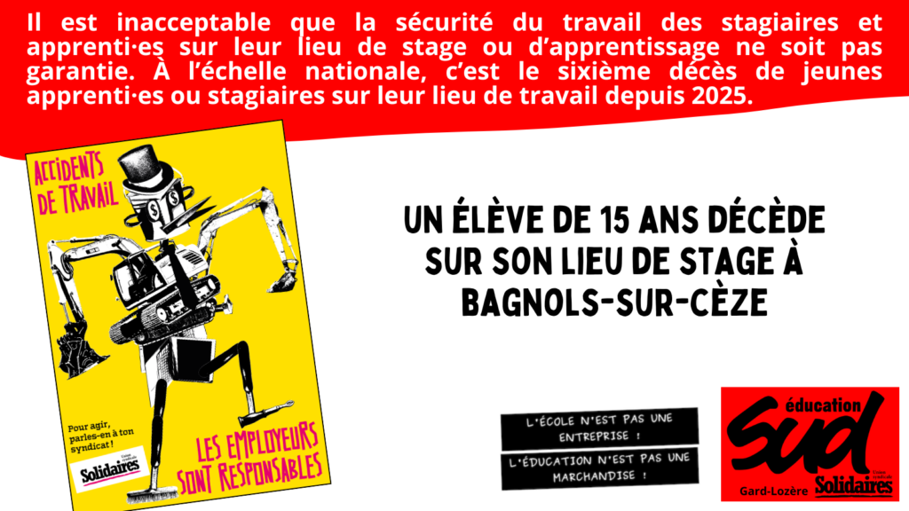 Un élève de 15 ans décède sur son lieu de stage à Bagnols-sur-Cèze